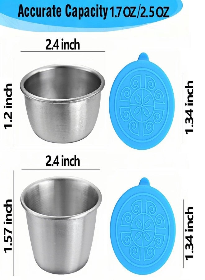 stablerice 2 Sizes Salad Dressing Container to Go,Leakproof Condiment Containers with Lids Reusable Stainless Steel Sauce Cups for Lunch box,Picnics Prep Bowl Sets,Leakproof Condiment Cups,1.7oz/2.5oz,Set of 12 - Image 3